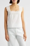 Frame Womens White Broderie-anglaise Cotton-poplin Top In White