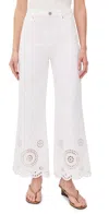 Frame The Eyelet Flare Embroidered Flared-leg Jeans In White