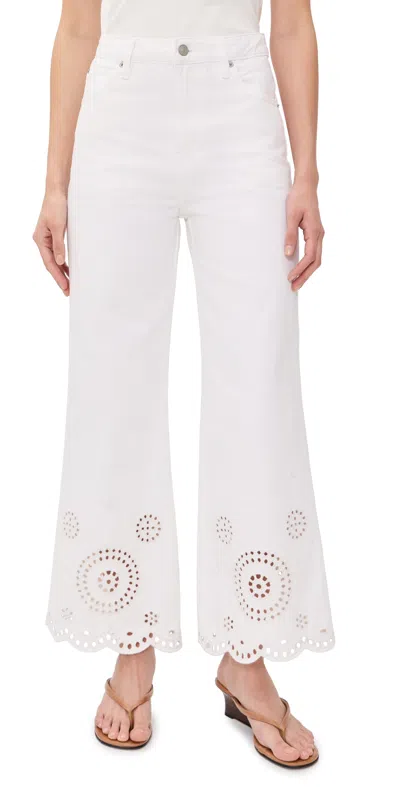 Frame The Eyelet Flare Embroidered Flared-leg Jeans In White