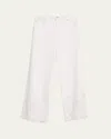 Frame The Eyelet Flare Embroidered Flared-leg Jeans In White