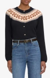 Frame The Cashmere Fair Isle Cardi Navy In Blue
