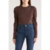 Frame The Femme Puff Sleeve Top In Brown