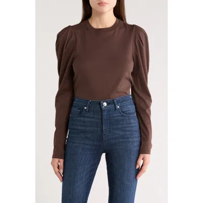 Frame The Femme Puff Sleeve Top In Brown