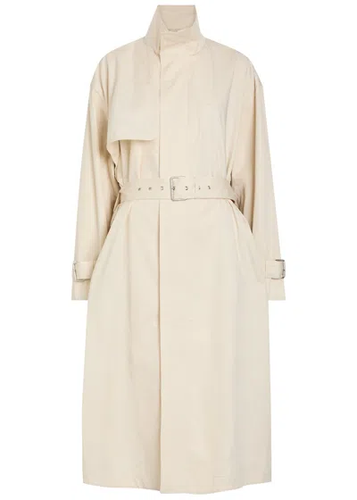 Frame The Field Belted Cotton Trench Coat In White