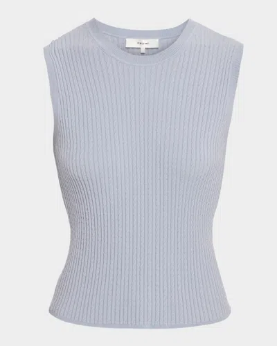 Frame The Fine Cable-knit Sleeveless Top In Gray