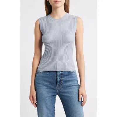 Frame The Fine Cable Sleeveless Sweater In Gray
