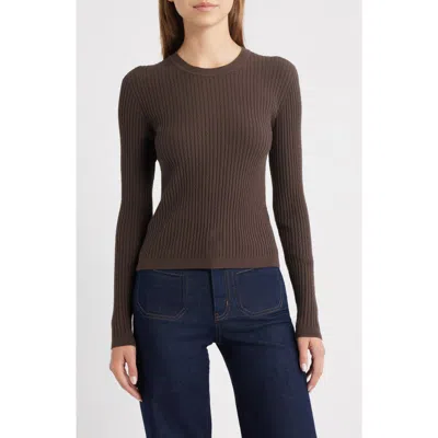 Frame Fine Cable Knit Sweater In Brown