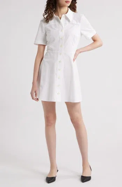 Frame The Flare Mini Shirtdress In White