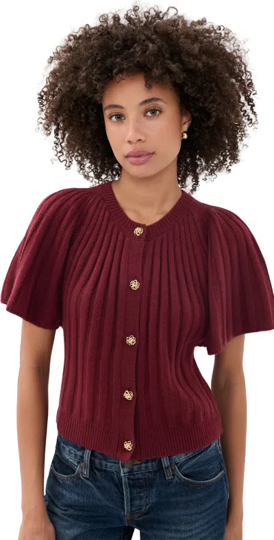 Frame The Flutter Cardigan Deep Garnet In Red