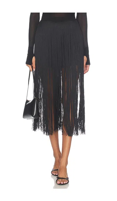 Frame The Fringe Midi Skirt In Black