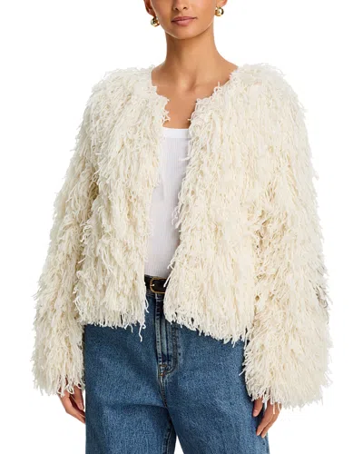 Frame The Fringe Sweater Jacket In Neutral
