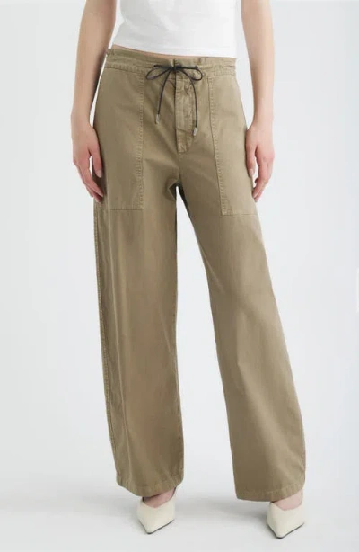 Frame The Gallery Drawstring Waist Cotton Utility Pants In Green