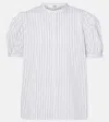 Frame The Gathered Puff Sleeve Shirt In Blue