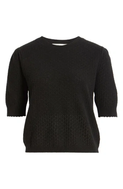 Frame The Gathered Honeycomb Cashmere Sweater In Black