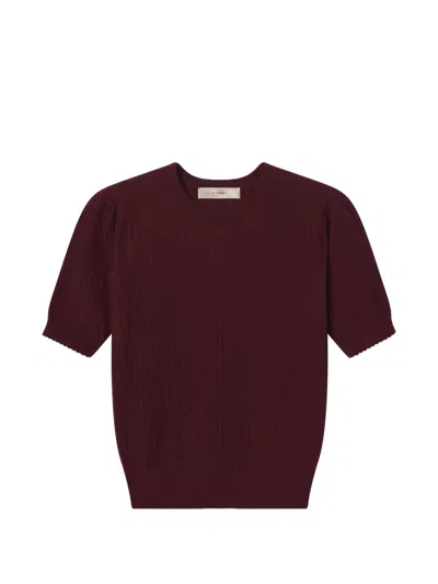 Frame The Gathered Honeycomb Cashmere Waffle-knit Sweater In Burgundy