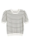 Frame Gathered Sleeve Top In Midnight Slate Multi In Cream Multi