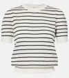 Frame Gathered Sleeve Top In Midnight Slate Multi In Beige