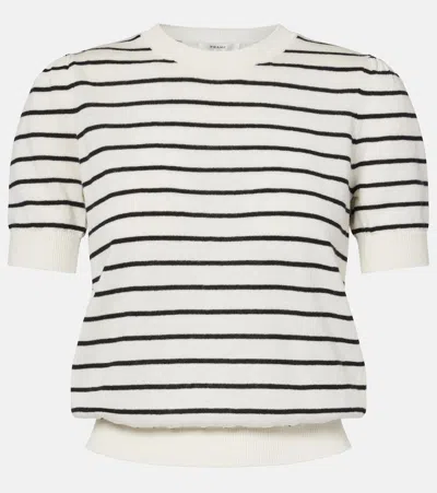 Frame Gathered Sleeve Top In Midnight Slate Multi In Cream Multi