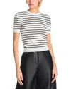Frame Gathered Sleeve Top In Midnight Slate Multi In Cream Mult