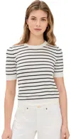 Frame Gathered Sleeve Top In Midnight Slate Multi In Cream Multi