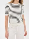 Frame Button Detail Tee Top In Navy In Multi