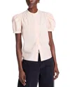 Frame The Gathered Short Sleeve Button-up Shirt In Light Pink