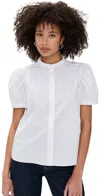 Frame The Gathered Organic Cotton-poplin Shirt In White