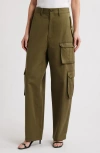 Frame Womens Bluffs The Bubble Cargo Multi-pockets Wide-leg Mid-rise Cotton Trousers In Willow