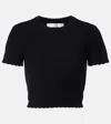Frame The Getaway Cashmere Crop Top In Black
