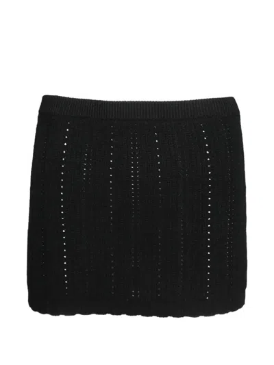 Frame The Getaway Open-knit Mini Skirt In Black