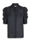 Frame The Gillian Polka-dot Silk-chiffon Blouse In Blue