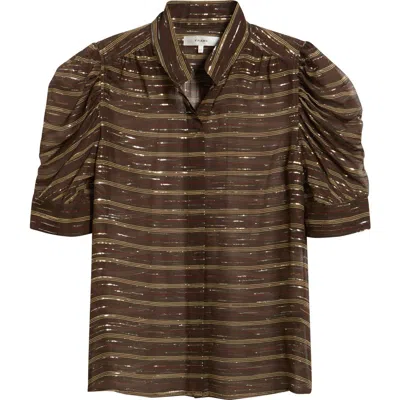 Frame The Gillian Puff Sleeve Top In Brown