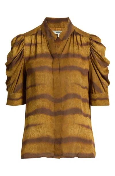 Frame The Gillian Silk Top In Brown