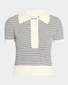 Frame Womens Navy Multi The Graduate Striped Cotton-knit Polo Shirt Xs In Gray