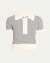 Frame Womens Navy Multi The Graduate Striped Cotton-knit Polo Shirt Xs In Gray