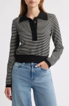 Frame Womens Black Multi Graduate Striped Cotton-knit Polo Jumper In Black