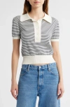 Frame Womens Navy Multi The Graduate Striped Cotton-knit Polo Shirt Xs In Gray