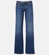 Frame The Gray Low-rise Wide-leg Jeans In Blue