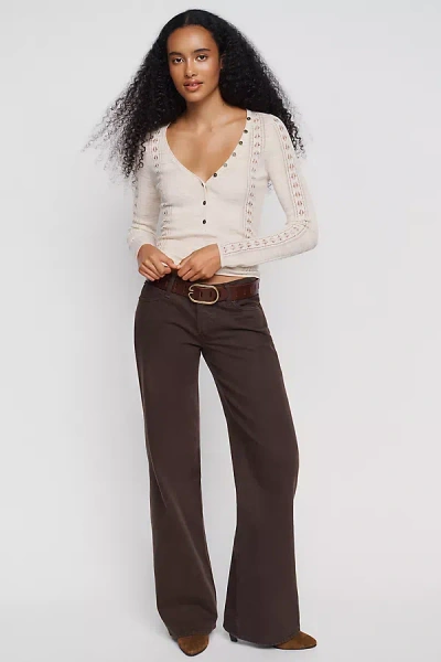 Frame The Gray Low Rise Wide Leg Flare Jeans In Brown