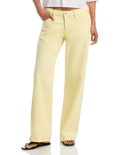Frame The Gray Low Rise Wide Leg Jeans In Limoncello In Yellow