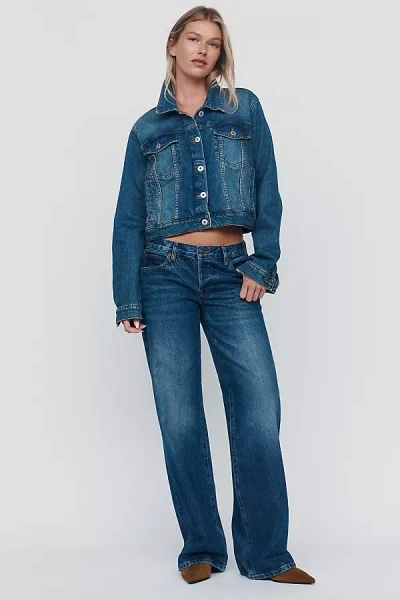 Frame The Gray Low-rise Wide-leg Jeans In Blue