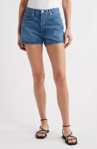 Frame The Vintage Relaxed Denim Shorts In Blue