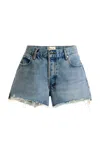 Frame The Dare Frayed High Waist Denim Shorts In Light Wash
