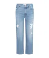 Frame The Hang Ripped Ankle Straight Leg Jeans In Blue