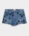 Frame The Hang Embellished Denim Shorts