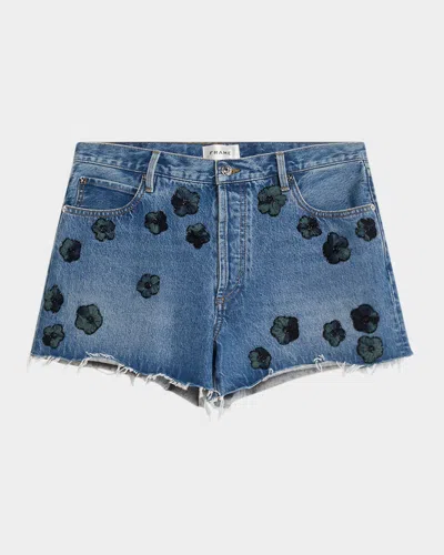 FRAME THE HANG EMBELLISHED DENIM SHORTS