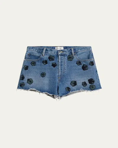 Frame The Hang Embellished Denim Shorts