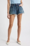 Frame The Hang Short Woman Denim Shorts Blue Size 31 Recycled Cotton In Blue