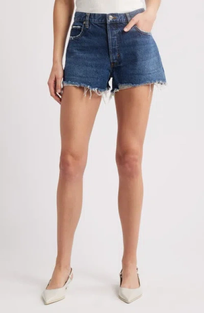 Frame The Hang Frayed Hem Denim Short In White