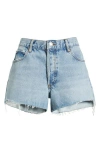 Frame The Hang Frayed Hem Denim Short In Swindle